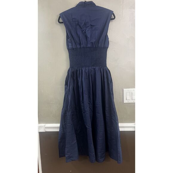 Anthropologie The Tommie Zip-Front Midi Dress Maeve Navy XS NEW - Picture 10 of 10